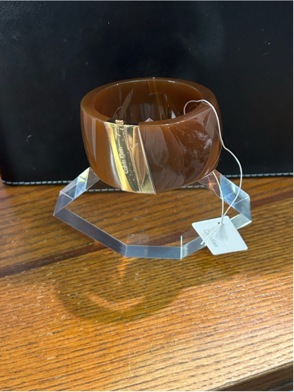 Women's Calvin Klein visionary Brown and Gold Bangle Bracelet, One Size